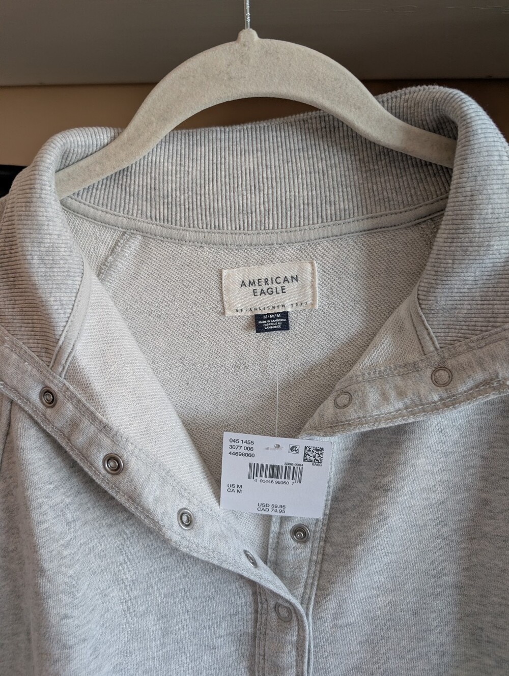 American Eagle AE Big Hug Fleece Henley Sweatshirt - Picture 3 of 3